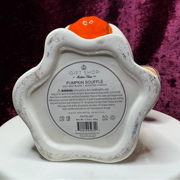 Madison House Halloween Ghost Boo Candle w/Fuzzy Pom Pom Hat&Mini Pumpkin Candle - Picture 11 of 12